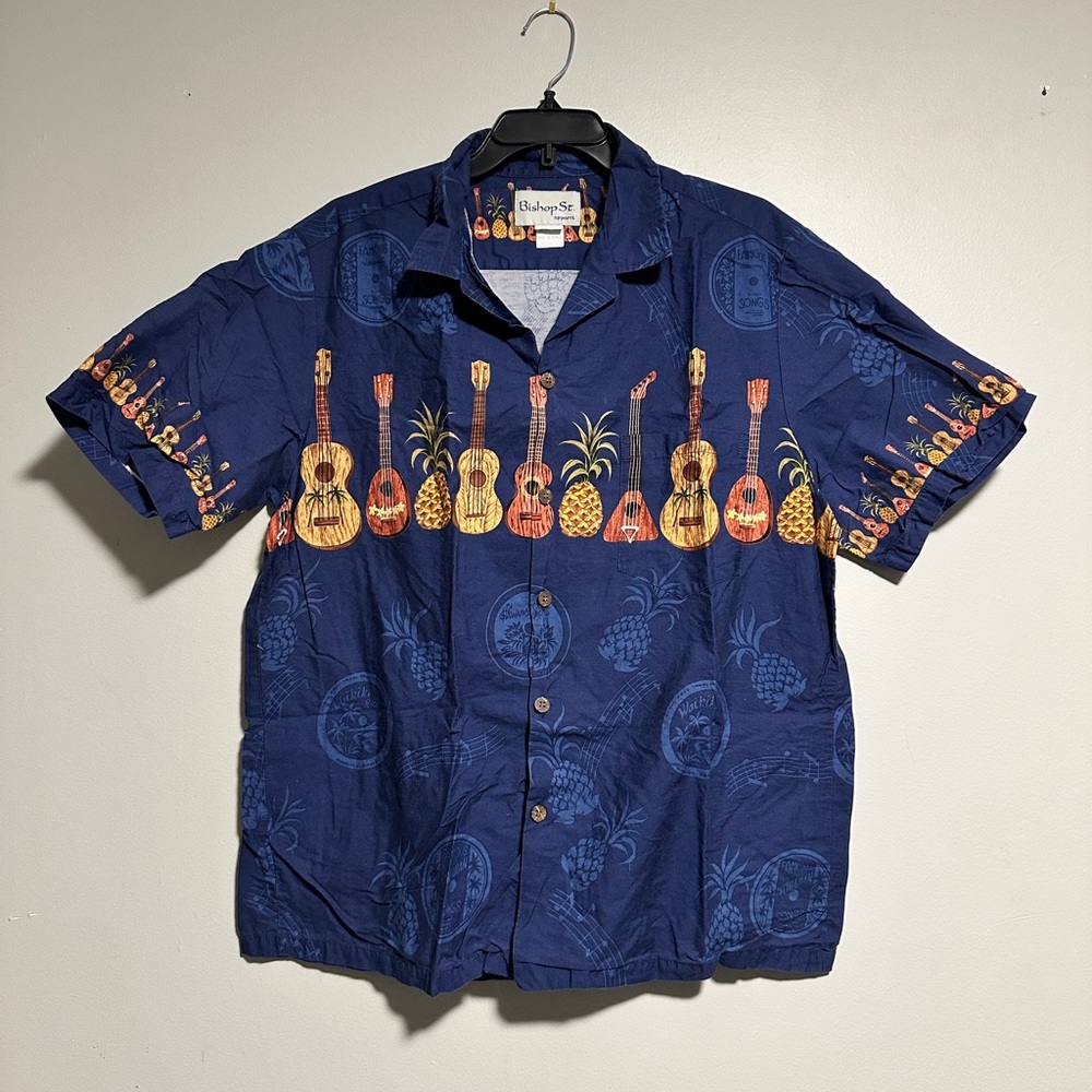 Bishop St. Island Vibes Navy Guitar and Pineapple Shirt